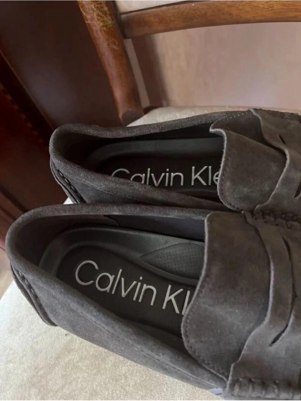 Calvin Klein Gray Suede Penny Loafers 9M